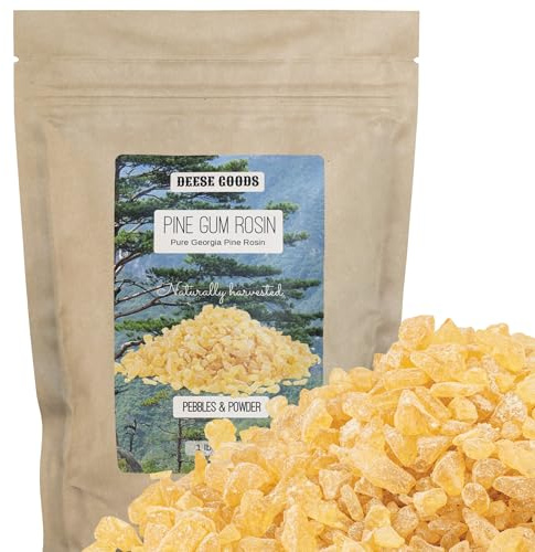 Colofonia de goma de pino para envolver alimentos de tela, ideal para músicos, atletas, bailarines y proyectos de bricolaje, 1 libra, guijarros y polvo