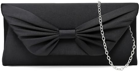 EVEOUT Clutches Elegante Satín Bolsos Bandolera para Mujer Carteras de Mano con Pajarita Bolsa de Hombro Monedero Nupcial para la Boda Fiesta Paseo