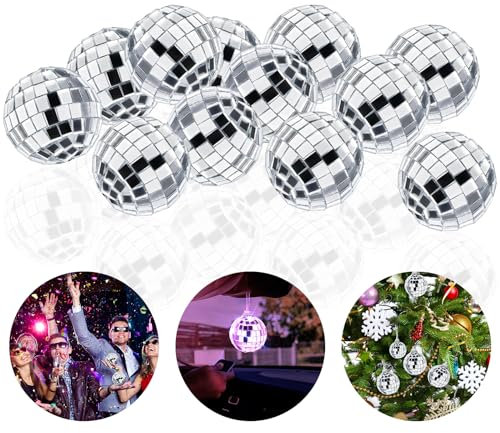 Adiwo 24 Pezzi Sfera a Specchio Palla Discoteca, Ø 4 cm Palla da Discoteca per Festa, Palla Discoteca da Appendere, Decorazione da Appendere, Feste, Carnevale, Decorazione dell'albero di Natale