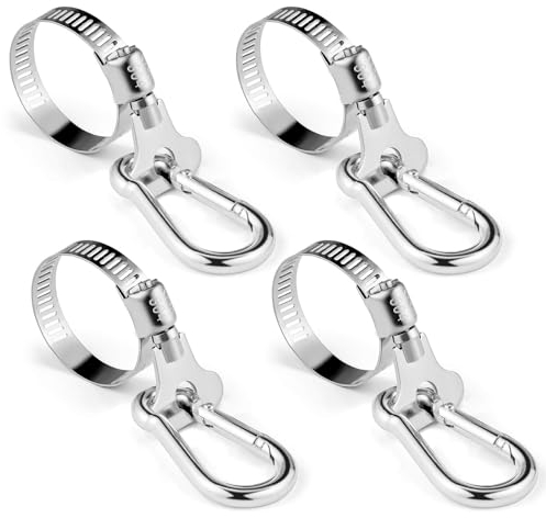 Vomika Fahnenmastringe mit Karabinerklemme, 4 Stück Edelstahl-Fahnenmast-Clip-Halterung, 0,75–1,2 Zoll Verstellbarer Durchmesser für Garten, Boot, Yacht, LKW, ATV, Außenhaus