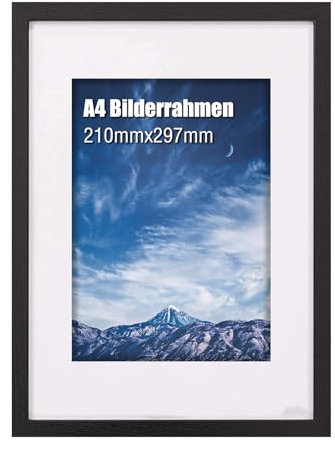 wyewye A4 Rahmen, Bilderrahmen A4 Holzplakatrahmen mit Plexiglasfenster für Wanddekoration für Wohnzimmer, Schlafzimmer, Büro Schwarz 1p