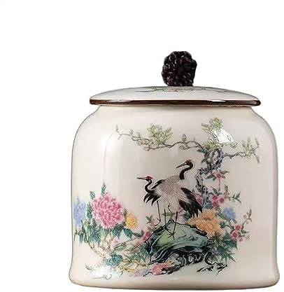 Vintage Keramik Teedose Premium Versiegeltes Glas für lose Teeblätter Aufbewahrung Multifunktionale Küche Aufbewahrung Chinesische Teedose Antik Design (B)
