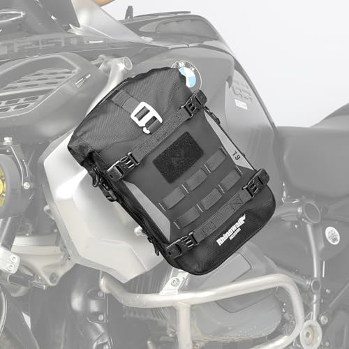Rhinowalk Motorcycle Front Bumper Bag Tail Bag Motorbike Side 6L Waterproof Motorcycle Saddle Pannier with MOLLE System Professional Motor Accessories-Black