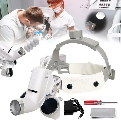Lupenbrille, Medizinische Dental Chirurgisch Lupenbrille 3.5x420mm mit Einstellbarer Lampe Verstellbarer Pupillendistanz 5W LED Binokularlupen für Medizinische Dental Chirurgisch Leder