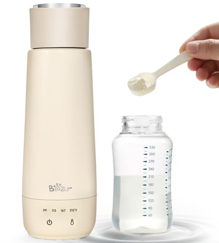 Bear Milk Warmer, Fast Water Warmer for Baby Formula with 10 Oz Large Capacity, Accurate 4 Temp Setting and Automaticlly Keep Warm, Compact Bottle Warmer(No Battery, 110V Only)