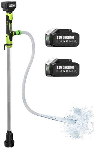 TaskStar Cordless Stick Water Transfer Pump, Portable Battery Powered Sump Pump with 2PCS 4000mAh Rechargeable Batteries, 720GPH, 32FT Lift for Pool/Garden/Pond/Boat/RV/Rain Barrels/Outdoor Draining