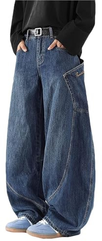 Sawmew Baggy jeans för män Y2K Hip Hop Jeans Herr Bred Ben Skater Jeans Casual Loose Fit jeansbyxor(XS)