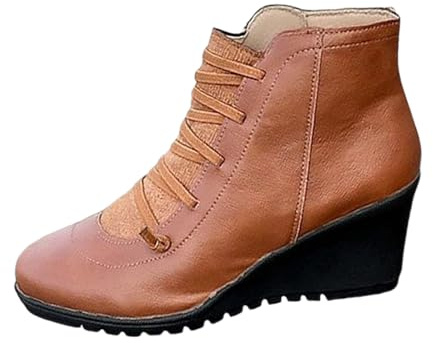 Botines de cuña para mujer, botas antideslizantes para mujer, botas de cuña de tacón alto, botas Chelsea para mujer, botines elásticos casuales, botines inteligentes de invierno, botines con cordones