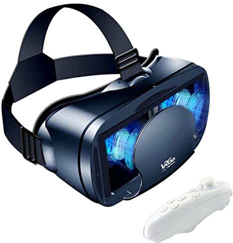 Nukinp VR-headset Virtual Reality glasögon 3D-telefon VR-glasögon mjuka bekväma justerbara avstånd med fjärrkontroll för 3D-filmer spel svart