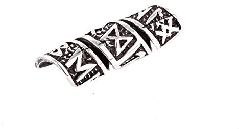 Windalf Wikinger Silber Bartschmuck Haarschmuck RUNA 25 mm Runen Dread Tube Silberperle Futhark 925 Sterlingsilber