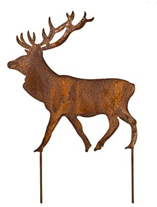 Blümelhuber Hirsch Rost Deko für Garten - Metall Edelrost Gartenstecker Hirsch Figur auch für den Balkon oder die Haustüre