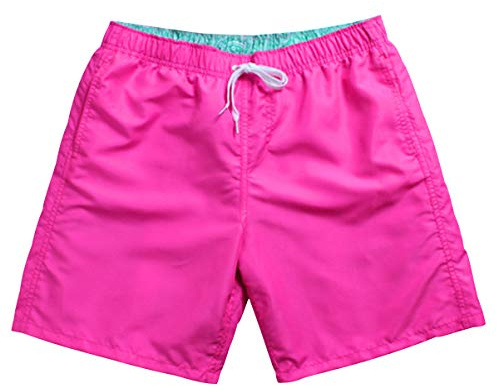 ODOKEI Costume da Bagno Uomo Costumi da Bagno Uomo Nuoto Surf Lunghi Costume Boxer Pantaloncino Corto Short da Mare Piscina Pantaloncini da Bagno Maschili Beachwear Asciugatura Rapida Spiaggia Rose L