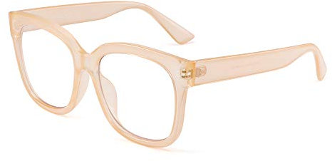 JIM HALO Occhiali Luce Blu Grande Quadrati. Comodi e Resistenti a Schermi e Monitor. Per Donna - Uomo. [Albicocca]