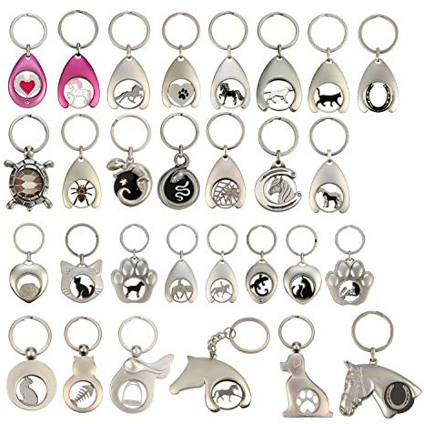 NETPROSHOP Schlüsselanhänger Tierfiguren aus Metall mit Chip für Einkaufswagen Auswahl, Auswahl:Hund