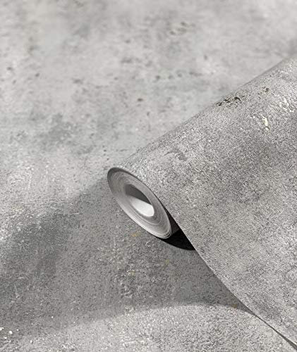 marburg Tapete Schwarz Betonoptik Struktur für Schlafzimmer oder Wohnzimmer Vliestapete 100% Made in Germany 10,05 x 0,53m