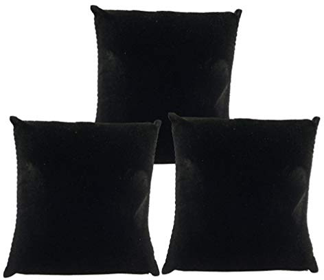 N'icePackaging - 3 Qty - 5 x 5 Midnight-Black Velvet Watch/Bangle/Bracelet Pillow Display w/Display Slot for Stands, Brackets or Free-Standing use – for Sales/Merchandise/Crafts/Storage
