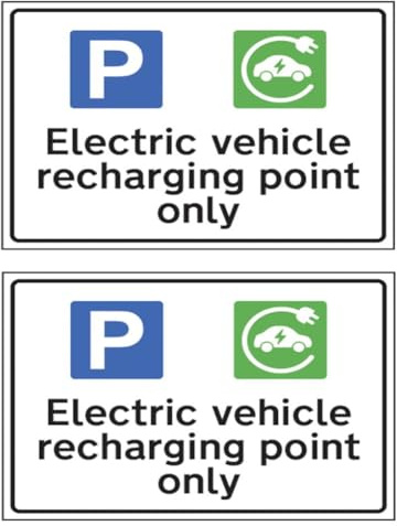 2 Pack Electric Vehicle Charging Parking Sign 300mm x 200mm 1.2mm Recyclable Polypropylene
