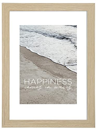 Hama Bilderrahmen „Waves“, 15x20cm (Holzrahmen, Fotorahmen, Hochformat, Querformat, zum Hängen, Hinstellen, Aufsteller, Hängevorrichtung, Bildformat 15 x 20 cm) Eiche