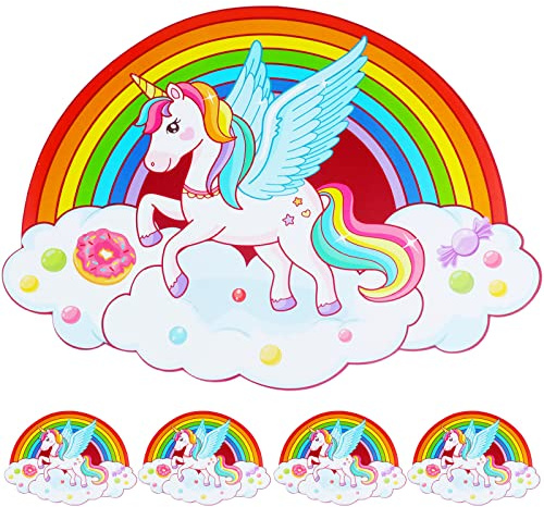 Tovagliette Personalizzato Plastica Lavabili, Set di 6 Unicorno Tovagliette Resistenti al Calore Arcobaleno Tovaglietta Bambini Placemats per Tavolo da Cucina colazione sottopiatto