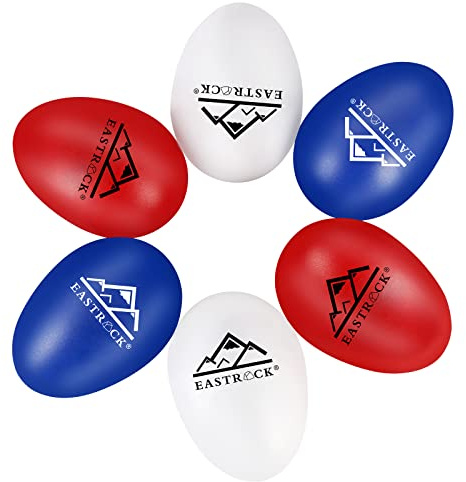 EASTROCK Egg Shaker Musik Percussion Klangeier Rhythmus Eier Set 6 Stück Geeignet für Berufstätige(Rot Blau Weiß)