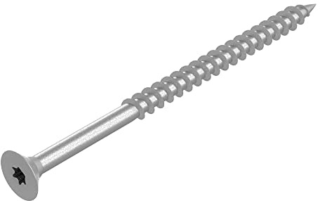 SECCARO Lot de 100 vis à bois pour panneaux d'aggloméré 4,5 x 80 mm, acier inoxydable V2A VA A2, vis à bois avec filetage partiel, TX/six pans creux