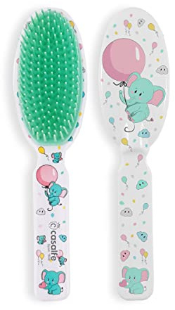 Brosse à cheveux pour bébé de 0 à 8 mois - Avec pointes souples et souples - Idéal pour nettoyer la côte lactée sans douleur ni inconfort - Sans BPA - Avec dessin d'éléphant - Ecofriendly - Casalfe