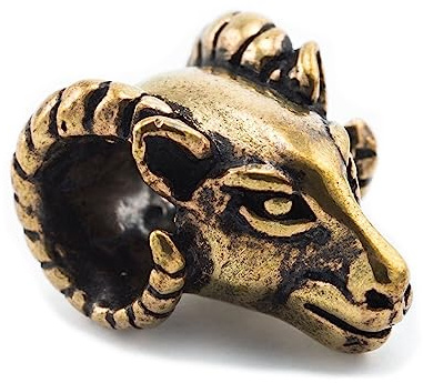 Windalf Wikinger Anhänger RAM 14 mm Widderkopf Haarperle Schmuck Perle Bronze