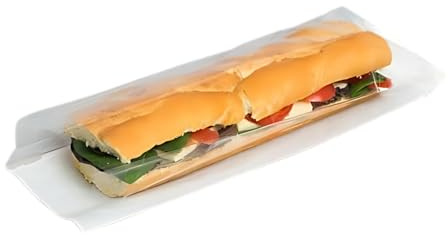 Clearly | 1000 4 x 6 x 14 Baguette Bag Film Front Clear Window Bags White Paper Clear Cellophane Sandwich/Cake/Photo Display - ideal for baguette sandwiches