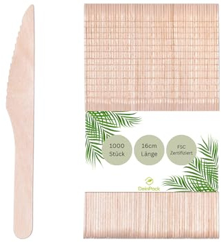 DeinPack 1000 Holzmesser Birke 16cm | biologisch abbaubar | Nachhaltiges Besteck | Einwegbesteck | Holzbesteck