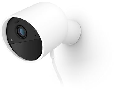 Philips Hue Caméra de sécurité sécurisée Filaire Intelligente 1080p Blanche pour intérieur ou extérieur, Facile à Installer, Communication bidirectionnelle, Fonctionne avec Le Centre de sécurité dans