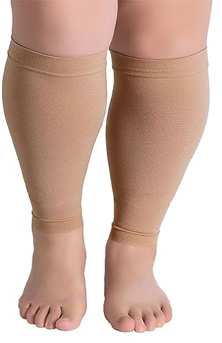 Valcatch Manchons de Compression Calf pour Femmes et Hommes, Chaussettes de Compression de Jambe de Taille Plus Jusqu’à 7XL, attelle de Soutien de Jambe sans Pied à Mollet Large 20-30mmgh