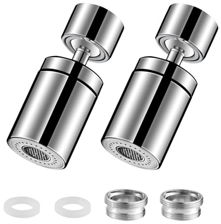 AUSYIWI 2 piezas Aireador para grifo,360 ° giratorio fregadero de ahorro hídrico, con 2 modos regulador de cabezal y boquilla para cocina baño