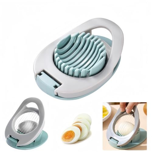 Tannest Cortador de huevos con alambre de acero inoxidable, cortador de huevos para huevos cocidos, extractor de huevos, cortador de huevos multifuncional para cortar uniformemente huevos hervidos,