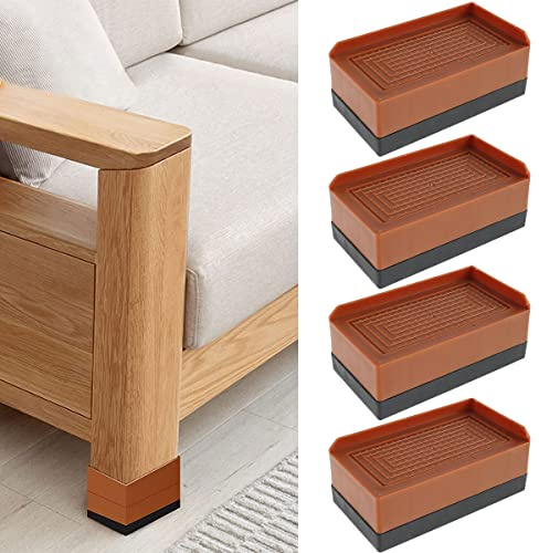 4 Pack Bed Risers, 5cm Heavy Duty Adjustable Furniture Risers Supports Up to 1000 lbs Stackable Desk Lifts Leg Extenders with Anti Slip Pad for Table Couch Sofa Chair Bed Frame