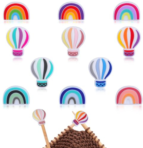 BEEFLYING Stricknadelstopper Maschenstopper, Regenbogenfarbene 11 Stück | Silikonspitzenschoner füR Stricknadeln, passend für Stricknadeln der Größen, für Anfänger im Bereich Strick und Basteln