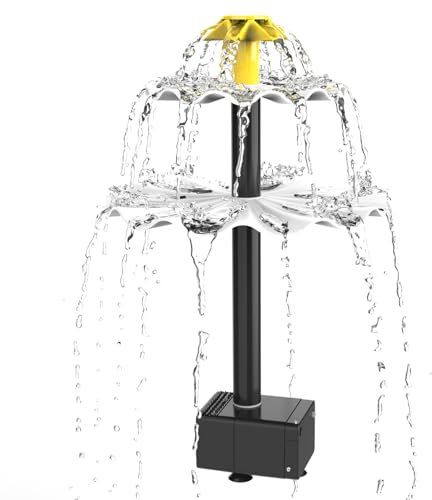tulkdexi Solar Springbrunnenpumpe für Wasserspiel Outdoor Solar Springbrunnenpumpe Glasplatte Vogeltränke Wasserpumpe mit Pfählen 3 Düsen Doppelseitige Filtration Wasserstandserkennung Wasserpumpe