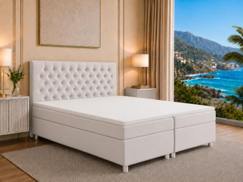 Best For Home Trinity K14 Boxspringbett mit 7-Zonen Bonell-Federkernmatratze | Boxspringbett 160x200 | Boxsprintbett mit Matratze Und Stauraum | Polsterbett 160x200 - Lieferung bis Bordsteinkante
