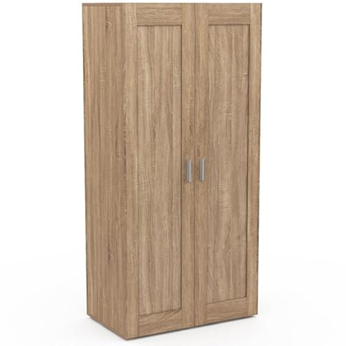 IDMarket - Armoire 2 portes VITO hêtre penderie 80 cm avec étagères rangement maxi capacité