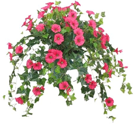 Flor De Gloria De La Mañana Artificial en Maceta - Petunia para Exteriores Con Protección UV | Flores Colgantes para la Decoración