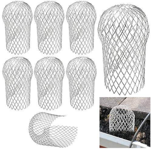 Protezione per Grondaia, 8 pezzi Protezioni per Pluviali, Protezione per Grondaia Filtro Protezione, Protezioni per Tubi Antitempesta