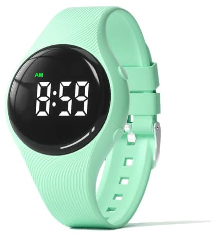 e-vibra Reloj de entrenamiento para ir al baño, reloj vibratorio silencioso, resistente al agua, reloj recordatorio médico recargable, con alarma y pantalla de bloqueo, Verde, 4 to 7.4 inches