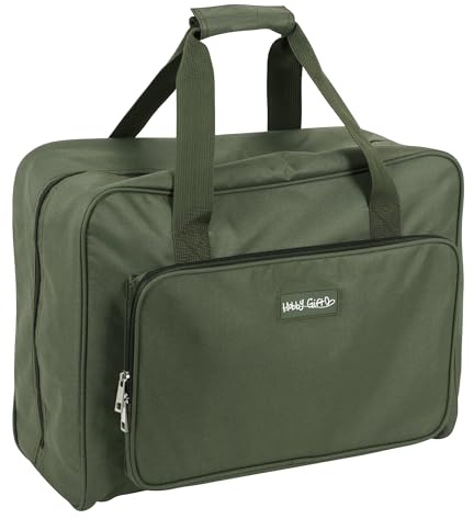 Hobby Gift Symaskinsväska - Khaki, kraftig och hållbar, med förstärkt handtag, rem och framficka, extra stoppning för maskinskydd, förvaring och transport 26 x 43 x 34 cm