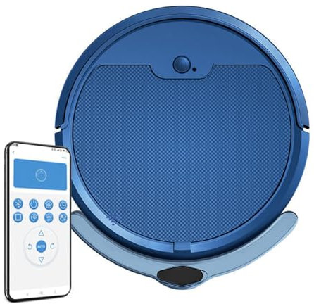 Robot Aspirador Y Fregasuelos, 3 En 1 Inteligente Control De APP Robot Barredora Superfino Con 2000pa De Potencia De Succión Barredora Para Alfombras De Pelo De Mascota Y Pisos Duros,Blue-1 PACK