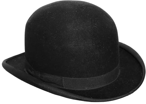 HiFEN® Chapeau melon noir pour adulte avec finition velours – Chapeau chaplin victorien classique pour homme et femme, accessoire de déguisement steampunk, magicien, Halloween et déguisement