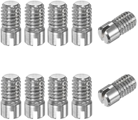 M METERXITY 10-Pack M6 x 12mm Slotted Cylindrical Pin Dowel, 304 Stainless Steel External Thread Locating Dowel Parallel Pins for Metal Devices/Wooden Projects [Silver Tone]