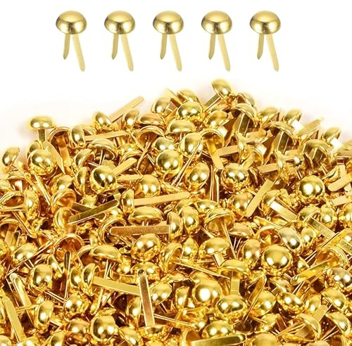 300 stycken gyllene mönsterpåseklämmor – 8 mm runda huvudklämmor med prong – metallklämmor för handväskor, plånböcker, kläder och gör-det-själv-läderarbeten
