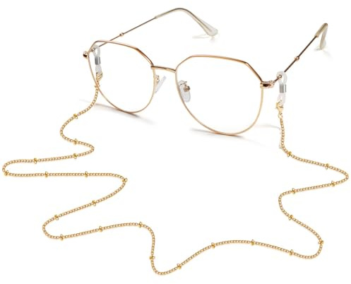 Brillenband, Brillenbänder für Damen,Edelstahl Brillenband für Sonnenbrillen,(75cm) 100% Wasserfest - Kette für Brillen in Gold,für Lesebrillen, Sonnenbrillen und Sportbrillen-Modisches Accessoire