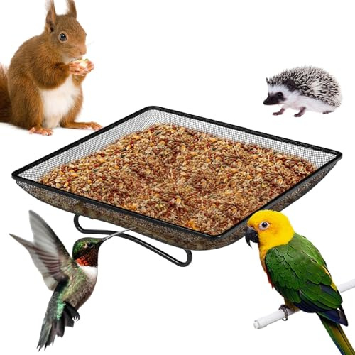 Hogvinnatil Comederos para Pájaros Al Aire Libre | Bandeja de Suelo Exterior - Contenedor Cuadrado para Comida Decoraciones de Jardín Fauna Ardilla Conejo