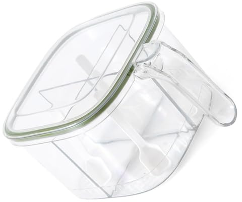 Yctze 4 Fack Box med Lock - Clear Seasoning Box för Salt, Peppar och Socker - Lufttät Kryddkruka för Enkel Köksorganisation (Grön)