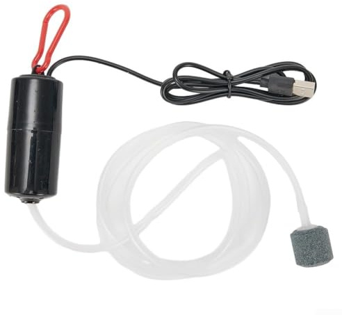 Mini pompe à air d'aquarium avec pierre à air, aérateur d'oxygène silencieux pour approvisionnement en oxygène d'aquarium, moteur en cuivre, économie d'énergie, convient pour la pêche en intérieur ou